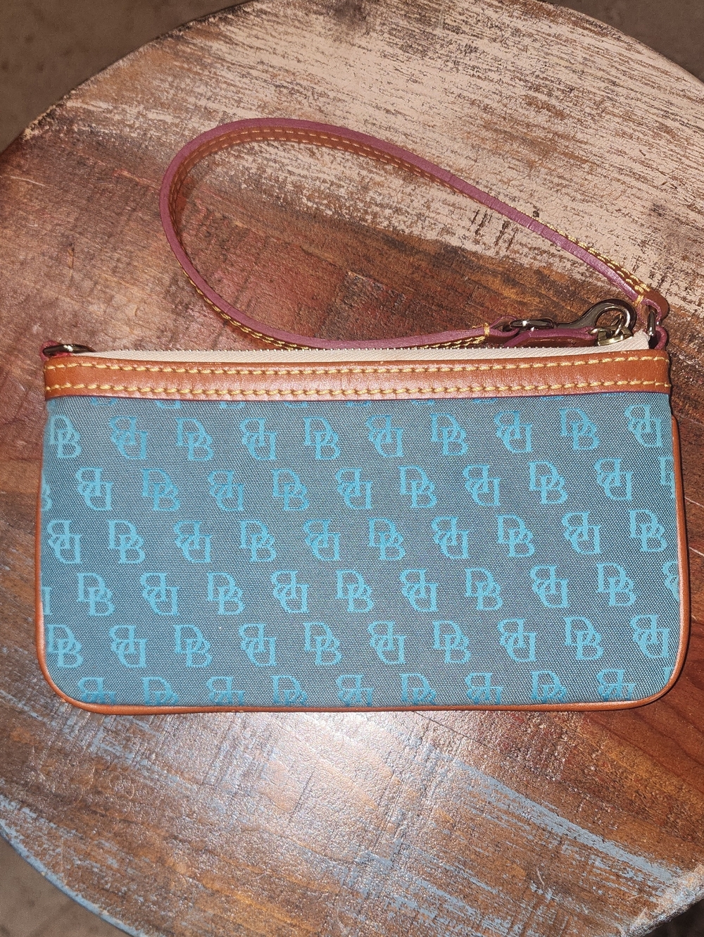 Dooney & Bourke Turquoise Signature DB Monogram Wristlet Pouch